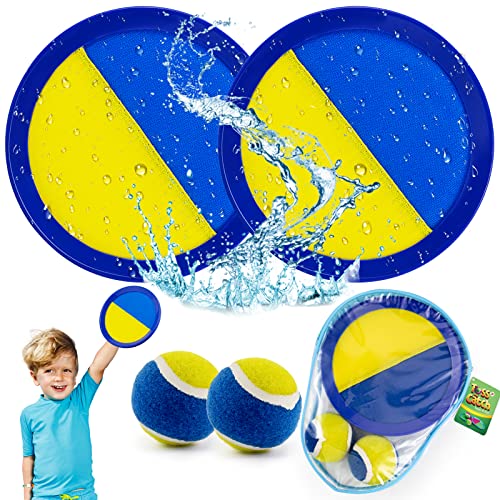 Weokeey Klettballspiel für Kinder Klettball Strandspielzeug Wurfspiel Kinder Outdoor Spiele für Draußen Gartenspiele Strandspiele Kinderspiele Geschenke für Kinder ab 3 4 5 6 7 8 9 10 Jahren