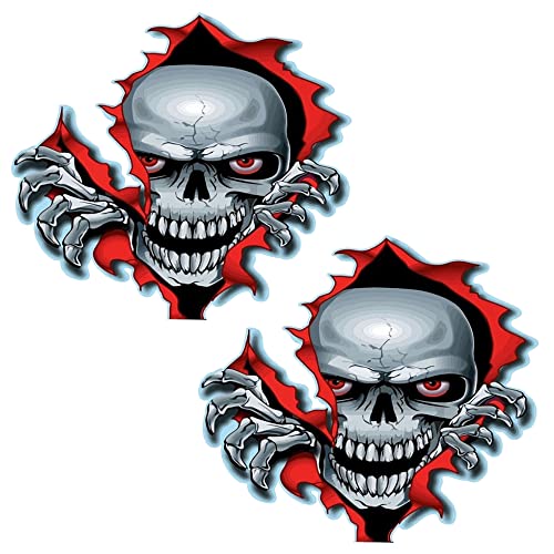 duoyif Skull Aufkleber Auto Totenkopf Sticker Totenköpfe Autoaufkleber Stickers Motorsport Schädel Aufkleber Motorrad Vintage Aufkleber Sticker FüR Motorrad Fahrrad Roller Oder Auto 14 x 15cm 2Stücke