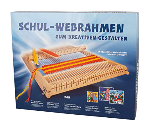 Rayher Schul-Webrahmen, Allgäuer Webrahmen, Holz, 53,5 x 42 cm, Webbreite 40 cm, im Karton, mit 2 Webschiffchen und 1 Webkamm, 7202300