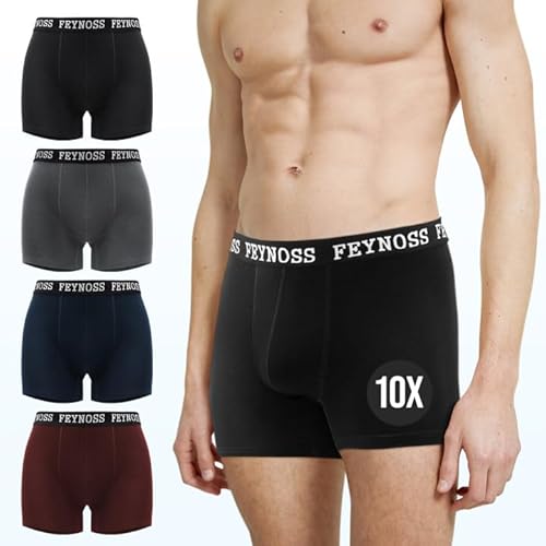 feynoss Unterhosen Männer,Boxershorts Herren 10er Pack,Herren Unterhosen,Men's Boxer Shorts -Atmungsaktive für Sommer Sport,2XL