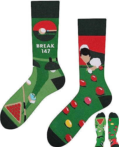 TODO Lustige Socken Damen und Herren, Coole Socken mit Motiv - Bunte, Mehrfarbige, Verrückte (43-46, Billard)