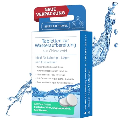 Wasseraufbereitung Trinkwasser (4x30 Tabletten) - Wasserentkeimung & Trinkwasseraufbereitung - Chlordioxid Tabletten - Blackout Notfallrucksack - Notfall Ausrüstung