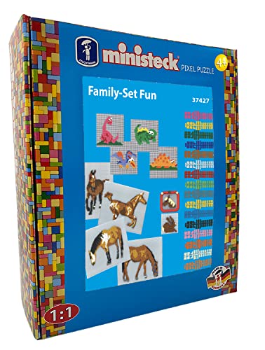 Ministeck 37427 - Family Fun Box, großes Set mit verschiedenen Steckplatten und ca. 1.800 bunten Steinen, Steckspaß für Kinder ab 4 Jahren