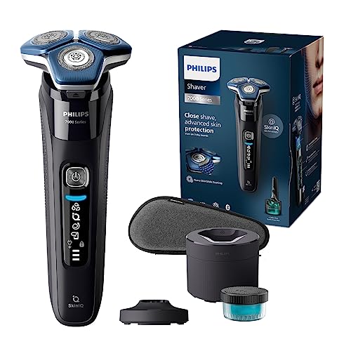 Philips Shaver Series 7000 – Elektrischer Nass- und Trockenrasierer für Herren mit ausklappbarem Trimmer, Reinigungsstation, Ladestation & Reiseetui (Modell S7886/55)