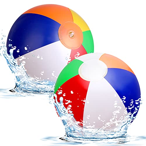 Abeillo Wasserball Aufblasbar, 2 Stück Aufblasbare Wasserbälle Dia. 33cm Inflatable Strandbälle, Schwimmball, Wasserball für Beach Balls Pool Party - Kinder und Erwachsene (13 Zoll)