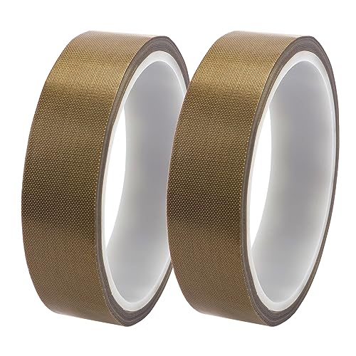 YIXISI 2 Stücke PTFE Fabric Tape, Hochtemperaturband, PTFE Glasgewebeband, PTFE Glasklebeband, High Temp Klebeband, PTFE Klebeband, für Vakuumiergerät, Handversiegelung (23mm x 10m)