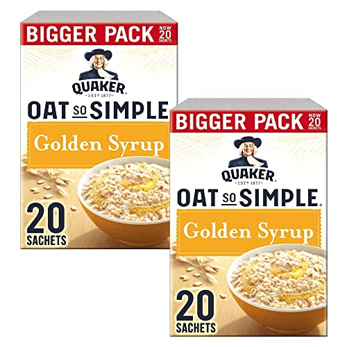 Cleverry Box Set mit Quaker Oat So Simple Golden Syrup Porridge Oatmeal - 40 Beutel x 36g Haferflocken - Brei für eine einfaches Frühstück