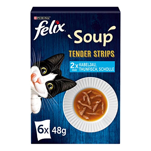 FELIX Soup Tender Strips Suppe für Katzen, 1 Packung (6 x 48g)