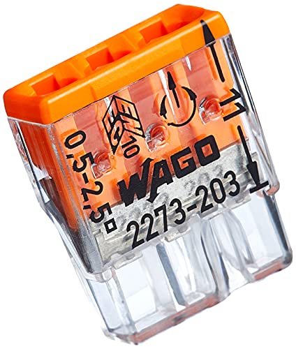 Kopp Wago COMPACT-Verbindungsdosenklemme 3-Leiter-Klemme 0,5-2,5 mm² Inhalt 100 Stück, Transparent/orange