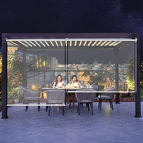 Seitenzug- & Springrollos PVC-roll-up-Jalousie, Indoor Outdoor Transparente Vinyl-kunststoffvorhänge, Pavillonvorhänge Außerhalb Blackout-Patio-vorhänge Für Porch Cabana,(Size:145×240cm(57×94.4"))