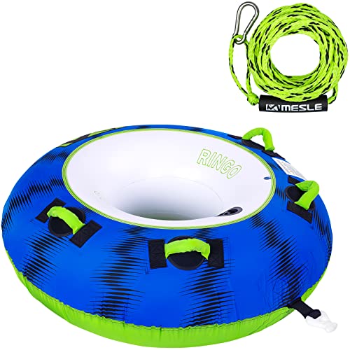 Mesle Funtube Ringo 54', Set mit Leine, 1-2 Personen Donut Wasserreifen aufblasbar, Towable Tube für Kinder & Erwachsene, Wasser Schleppring für Boot & Jetski, Wasserreifen zum Ziehen