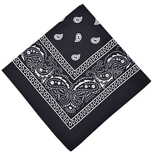 Aomig Bandana Damen Herren, Nickitücher Kopftuch Halstuch Männer, Unisex Tuch Bindetuch, Headwear Haar Schal Paisley Muster,Schwarz (55 x 55 cm)