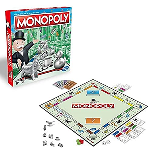 Hasbro Monopoly Classic, Gesellschaftsspiel für Erwachsene & Kinder, Familienspiel, der Klassiker der Brettspiele, Gemeinschaftsspiel für 2-6 Personen, ab 8 Jahren, Deutsche Version