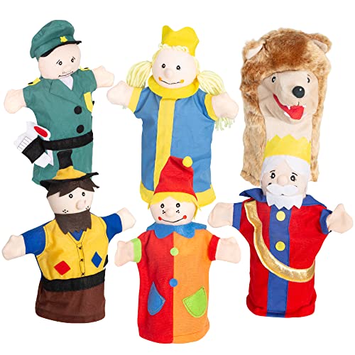 roba Kasperlefiguren aus Stoff, Handpuppenset 6-fach, Kinder Kasperpuppen für Puppentheater & Rollenspiel , 6 Stück (1er Pack)