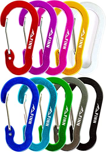 FINN Outdoors 10er-Pack Karabiner Schlüsselanhänger, Mini Karabiner, Schlüssel Karabiner - 5 cm, 10 Farben, ideal im Alltag & Outdoor, multifunktional