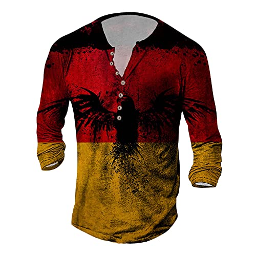 T Shirt Herren Weißes Tshirt Herren Nachthemd Herren Henley Shirt Tops Henley Shirt Metallica Tshirt Herren Hemd Weiss Herren Slim Fit T-Shirt Herren,Rot,XXL