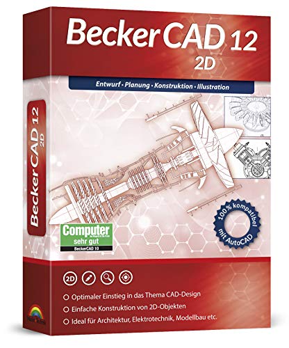 BeckerCAD 12 2D - CAD-Software und 2D-Zeichenprogramm für Architektur, Maschinenbau, Modellbau und Elektrotechnik - kompatibel mit AutoCAD - Programm für Windows 11, 10, 8, 7