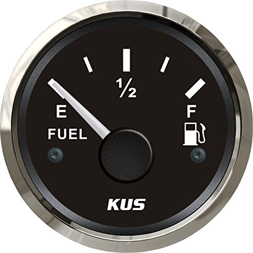 KUS Warranted Fuel Oil Füllstandsanzeige Messanzeige 0-190 Ohm Mit Hintergrundbeleuchtung 12V/24V 52 MM (2") (Schwarz)