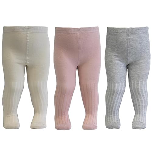 Tiny One Strumpfhose Baby-Mädchen 50/56 Kinder | Allergenfrei, Hergestellt aus Weichster Bio Baumwolle | Set 3x Elastische Babystrumpfhosen mit Rutschfest Bund | Langlebige & Bequem Tights