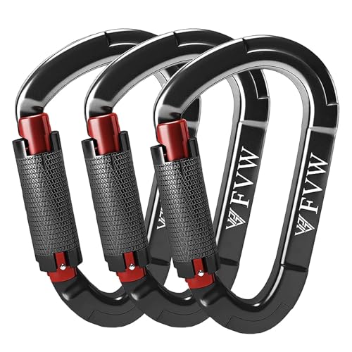 Karabiner Klettern Kletterausrüstung,3 Stück UIAA-Zertifiziert 25KN Auto Locking Kletterkarabiner Clips für Locking Hundeleine und Geschirr, Camping，Hängematten, Wandern & Utility