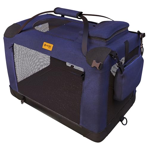 PetProved Hundebox Auto Hundetransportbox Transportbox Hund Hundebox Faltbar für Zuhause Faltbare Hundebox Hundetransportbox Auto Rückbank Transportbox Kleine Hunde Katze, S bis 7kg 50 x 35 x 35 cm