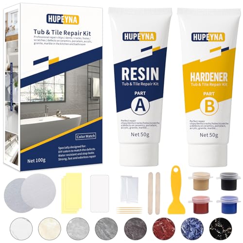 Fliesenreparaturset Weiß, Badewannen Reparaturset Acryl, Wasserdichtes Emaille Reparatur Set für Kratzer Löcher Risse Waschbecken Reparaturset Keramik Reparatur Set-Bietet Mehr Farboptionen