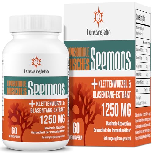 Liposomale Irisches Seemoos Weichkapseln, Klettenwurzel und Blasentang Komplex, 30000 mg Wildes Sea Moss Äquivalent pro Portion, Hochwirksame Formel