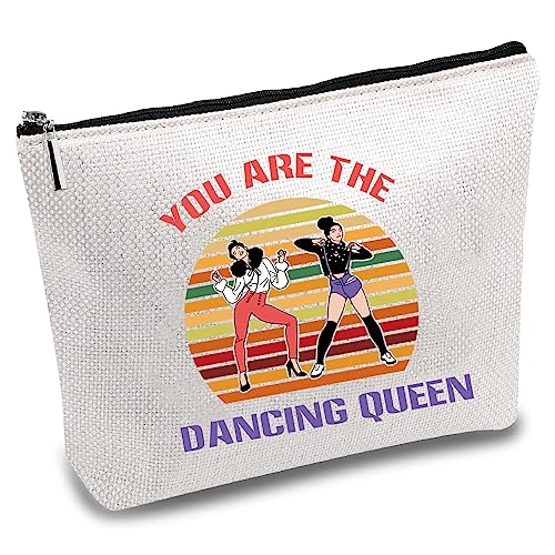 CREATCABIN Musical Comedy Canvas Make-Up-Taschen Dancing Queen Kosmetiktasche Mehrzweck-Stiftetui Mit Reißverschluss Reise-Kulturbeutel Für Karte Frauen Federmäppchen Geschenk Thanksgiving 25x18cm