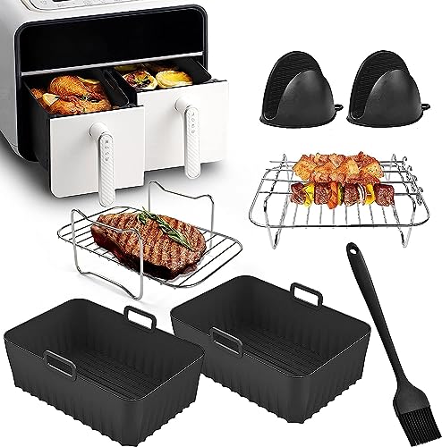 Heißluftfritteuse Zubehör - Airfryer Zubehör für Ninja Foodi AF400EU AF300EU 7,6L-9.5L Und anderen Dual Zone Air Fryer, BPA-Frei | Ninja Dual Zone Heißluftfritteuse Zubehör, Air Fryer Accessories