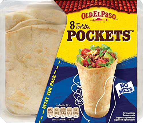 Old El Paso Weizen Tortilla Pockets Mexikanische Wraps mit Boden, 223 g