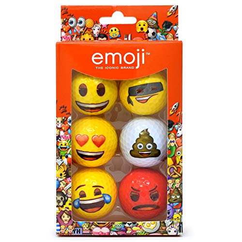 Second Chance Emoji Erwachsene 6er Set Neuartige Fun Golfbälle, Multicoloured, 6