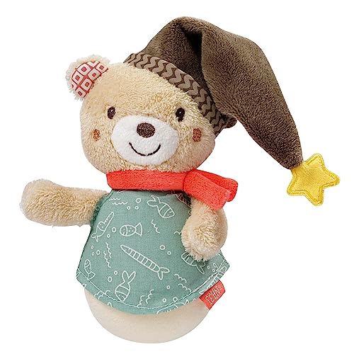 Fehn Stehaufmännchen Baby Bär Bruno - Stehauffigur Motorikspielzeug zum Greifen, Fühlen und Stupsen - Teddybär Spielzeug mit Stehauf-Funktion und Glöckchen für Babys und Kleinkinder ab 0+ Monaten