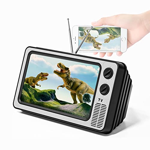 STEBRUAM 12 Zoll Retro TV Handy Lupe,3D HD Handy Bildschirmlupe Vergrößerung Videos Ausziehbarer HD Bildschirm Blaulicht Klappverstärkerhalterung Lupe für alle Smartphones