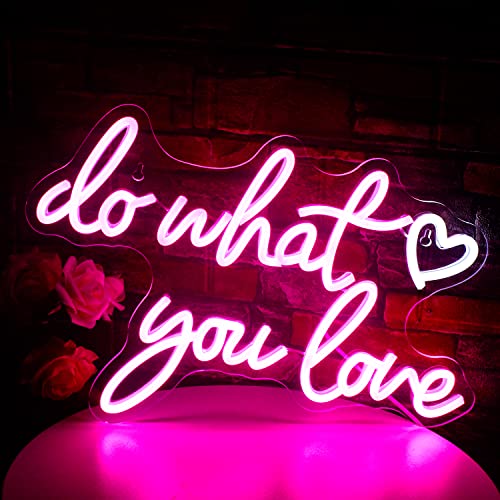 Do What You Love Neonlicht Schriftzug, Rosa Neon Schild für Wand Dekor, USB betrieben Neon Led Schild für Schlafzimmer, Wohnkultur, Büro