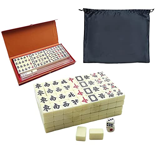 Mini Mahjong Set Box Tragbar Traditionelles Chinesisches Mah Jong Set Mit 144 Majong Spielsteine, Reise Mahjong Set Tragbarer, Chinesisches Strategiespiel Klassische Brettspiele