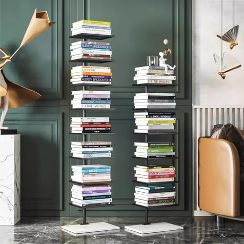 Moderner Vertikaler Bücherregal-turm, Freistehendes Bücherregal Mit Offenen Regalen, Einfaches, Schmales, Unsichtbares Bücherregal Für Kleine Räume, Bodenwand-bücherregal Für (Size:9-Tier 1PC,Color:B)