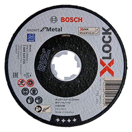 Bosch Professional 1x Gerade Trennscheibe Expert (für Metall, X-LOCK, Ø125 mm, BohrungsØ: 22,23 mm, Dicke:2,5 mm)