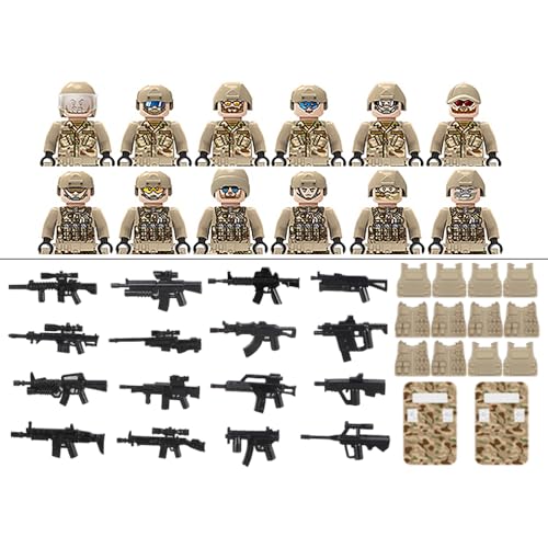 12-teiliges Camouflage Militärfiguren Set,Militärische Minifiguren Basis WW2 Sets, Lernspielzeug Geschenke für Sohn Junge