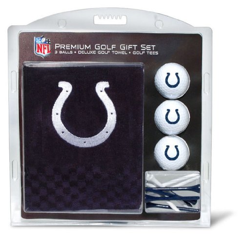 Team Golf NFL Indianapolis Colts Gift Set Embroidered Golf Towel, 3 Golf Balls, and 14 Golf Tees 2-3/4" Regulation, Tri-Fold Towel 16" x 22" & 100% Cotton