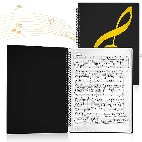 A4 Notenmappem, Music Sheet Chormappe 40 Seiten Notenordner, Wasserdicht Kunststoff Music Folder Notenmappe für Notenblätter für Notenblätter Klavier Gitarre Violine (Schwarz)