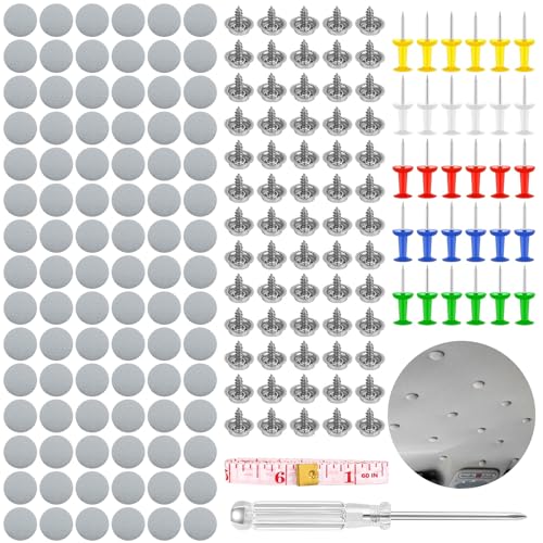 90 Pcs Dachhimmel Reparatur Set,dachhimmel reparatur set, Auto Dachhimmel Reparatur Nieten, KFZ Dachhimmel Reparatur Nieten, mit Stecknadeln Schraubendreher Maßband für Mehrheit Autos