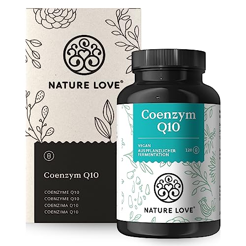 NATURE LOVE® Coenzym Q10 Hochdosiert - 200mg pro Kapsel - 120 vegane Kapseln im 4 Monatsvorrat - Aus pflanzlicher Fermentation - Hochdosiert & in Deutschland produziert