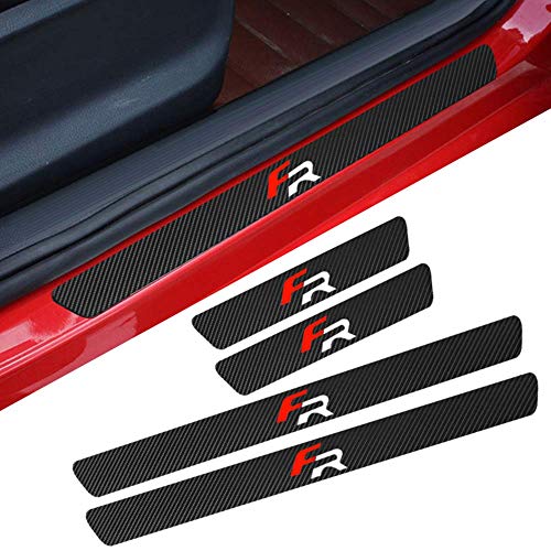 MINGCHUO 4PCS imprägnierte Kohlefaseraufkleber für Autozubehör, Autoschwellenaufkleber, Sitz FR von Leon Ibiza Cupra