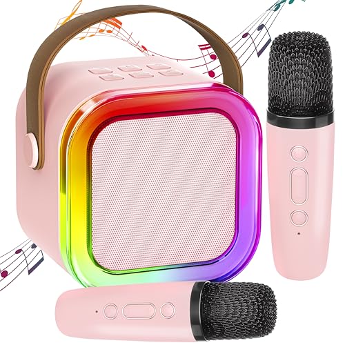 Karaoke Maschine Kinder mit 2 Karaoke Mikrofon Kinder: [Neueste] Mini Karaoke Maschine - Karaoke Anlage mit 2 Mikrofonen -Kids Karaoke Set Box - Geschenke für Mädchen Kinder Spielzeug 3-12 Jahre