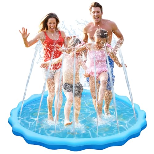 LOVICVKEM 170CM Splash Pad, Wasser-Spielmatte Sprinkler Kinder Anti-Rutsch,PVC-Spritz pad,Wasserspielzeug Kinder Play Matte Sommer Outdoor Garten Spielzeug für Baby Party