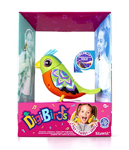 Silverlit DIGIBIRDS 88600 Single Pack by, interaktiver Vogel, pfeift und singt, reagiert auf Berührung und Stimme, Kinderspielzeug, zufälliges Muster, ab 5 Jahren