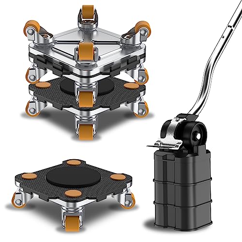 ONEON Möbeltransport Profi-Set - Verbesserter Möbelheber mit Maßgefertigten TPE-Rädern für Mühelosen Möbeltransport - Profiwerkzeug zum Umzug von Möbeln (Schwarz,4Stück+1 Heber)