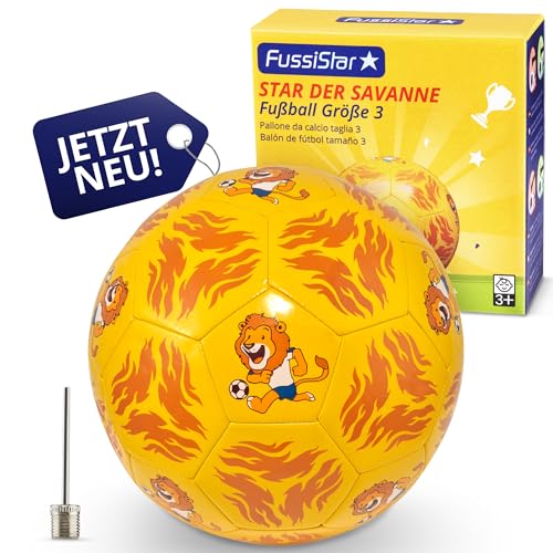 Kinder-Fußball mit Löwen-Motiv - Hautfreundlicher, hochwertiger, Leichter Ball - Extra langlebig für Fussball Kinder - als Geschenk für Jungen und Mädchen - Mit Ballnadel