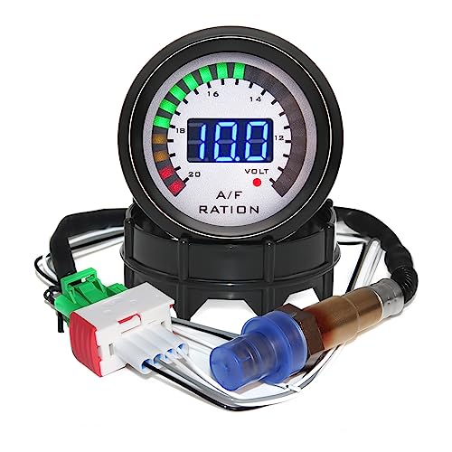 52MM Digital Air Fuel Ratio Gauge Rennauto Blaue LED mit Schmalband O2 Sauerstoff Sensor für 12V Auto