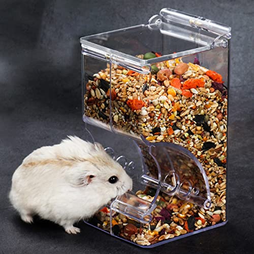 VERTUPET Hamster Futterspender, Automatischer Hamsterfutterautomat, Große Kapazität, Transparent, Schwerkraft-Futterstation Geeignet für Hamster, Meerschweinchen, Papageien, Mini-Igel (300ml)